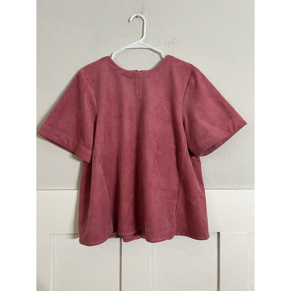 Maeve Emmy Faux Suede Swing Blouse Rose Blush Pink Anthropologie Top Womens M